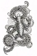 Scorpio sign intertwined with Aries Leo and Taurus tattoo design idea