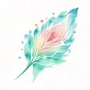 tattoo where a small fragment of a fingerprint (about 1/4) seamlessly transitions into long, soft, airy watercolor strok tattoo design idea