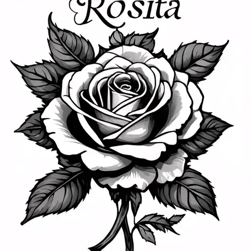 the word Rosita with a rose on the bottom  tattoo design idea
