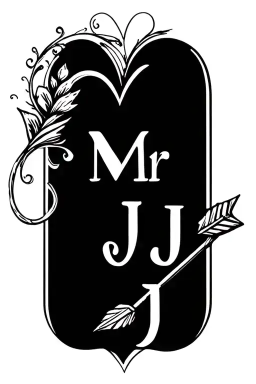 "Mr J" "Mr J" love heart with arrow  tattoo design idea