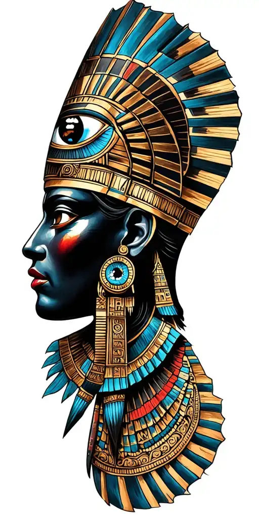 A Fusion Of Inka And Egyptian Symbolism, Featuring Anibus and All Seeing Eye tattoo design idea