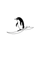 penguin surfing wave tattoo design idea