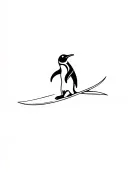 penguin surfing wave tattoo design idea