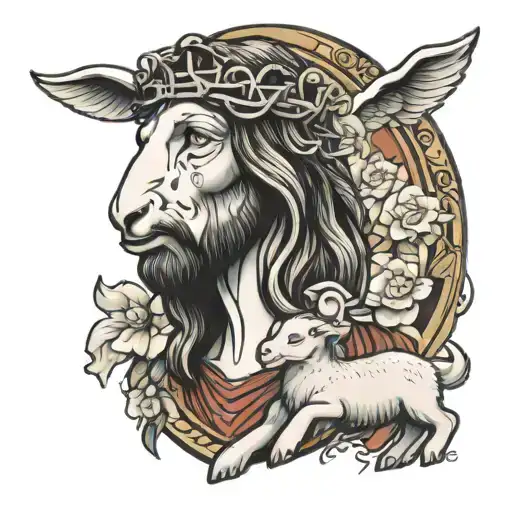 Jesus and lamb  tattoo design idea