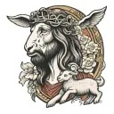 Jesus and lamb  tattoo design idea