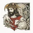 Jesus and lamb  tattoo design idea
