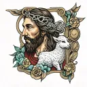 Jesus and lamb  tattoo design idea