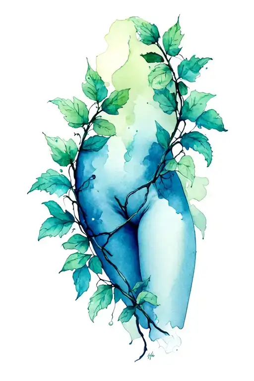 vines with going from thigh  to hip area with symbolism for child sexual assault  tattoo design idea