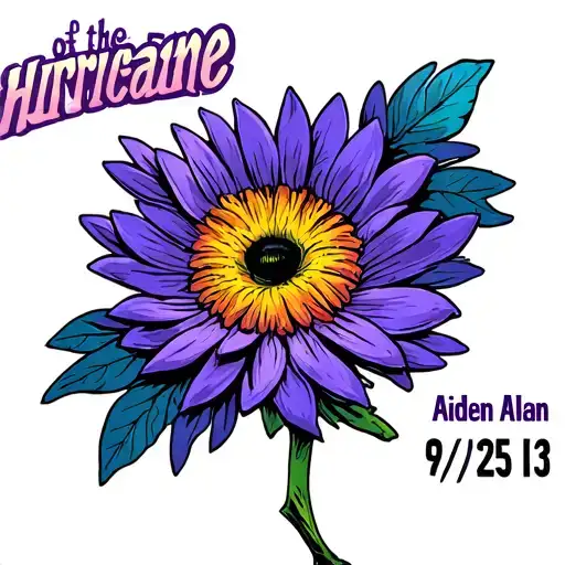 hurricane of the name Aiden Alan 9/25/13 Aster Flower tattoo design idea