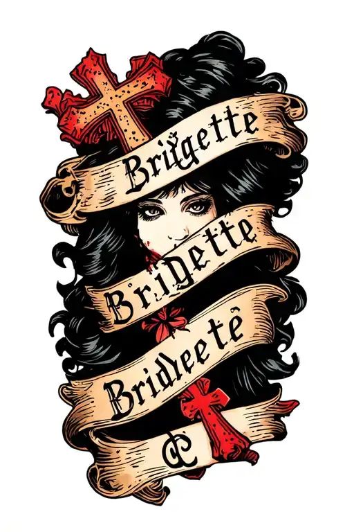 the word "Bridgette" with crosses on the forearm tattoo tattoo design idea