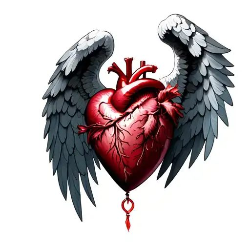 sacred heart with Gothic wings tattoo design idea
