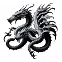 three headed hydra dragon tattoo design idea