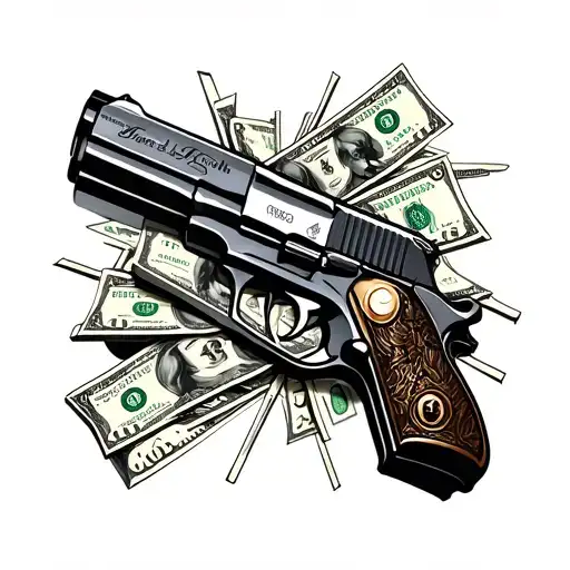 money,guns, tattoo design idea