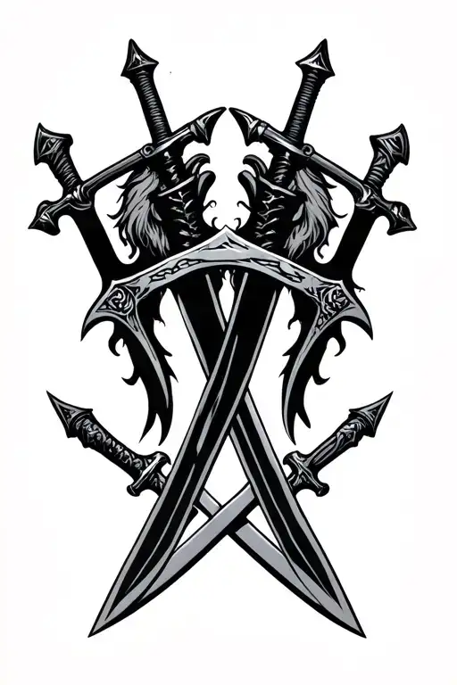 witcher signs around witcher swords crossed tattoo design idea