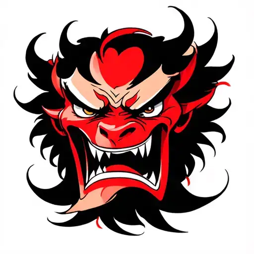angry japanese devil tattoo design idea