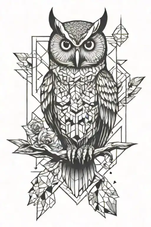 geometric owl space themed tattoo tattoo design idea