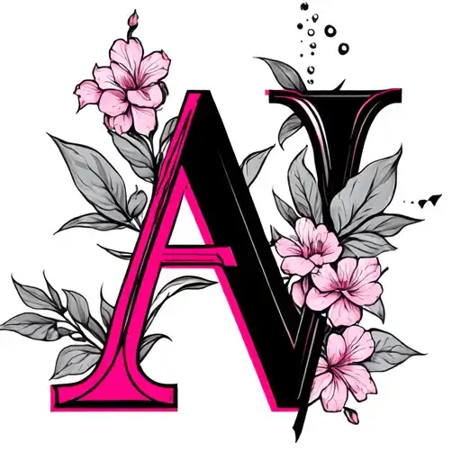 pink with an A and a V tattoo design idea