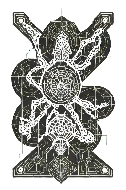 black and white y2k metallic spider tattoo design idea