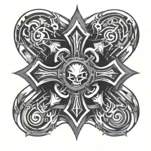 cyber sigilism cross tattoo design idea