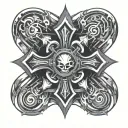 cyber sigilism cross tattoo design idea