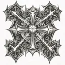 cyber sigilism cross tattoo design idea