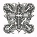 cyber sigilism cross tattoo design idea