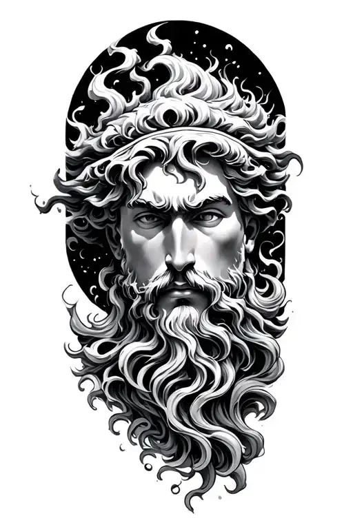 god neptune waves pwer tattoo design idea