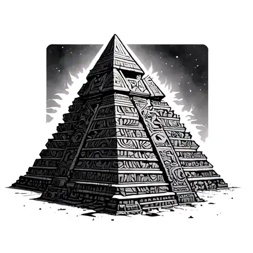 Aztec Pyramid with alien tattoo design idea