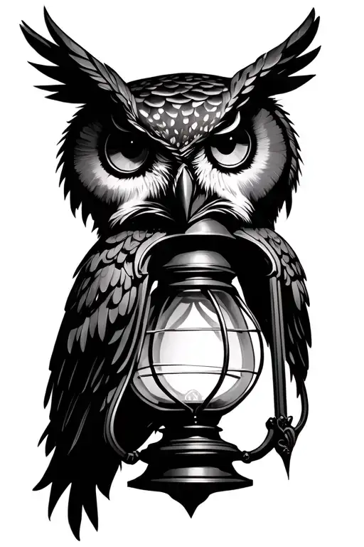 owl inside gothic lantern tattoo design idea
