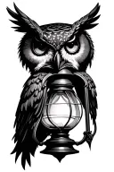 owl inside gothic lantern tattoo design idea