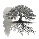 boab tree with roots turning to DNA reaching deep tattoo design idea