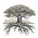 boab tree with roots turning to DNA reaching deep tattoo design idea