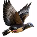 European turtle dove flying for a memorial  tattoo design idea