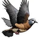 European turtle dove flying for a memorial  tattoo design idea