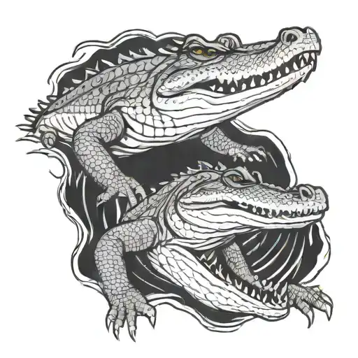 bipolar, bpd, crocodile swimming tattoo design idea