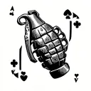 Knuckle dusters with grenade and place playing cards  tattoo design idea