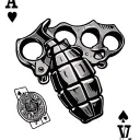 Knuckle dusters with grenade and place playing cards  tattoo design idea