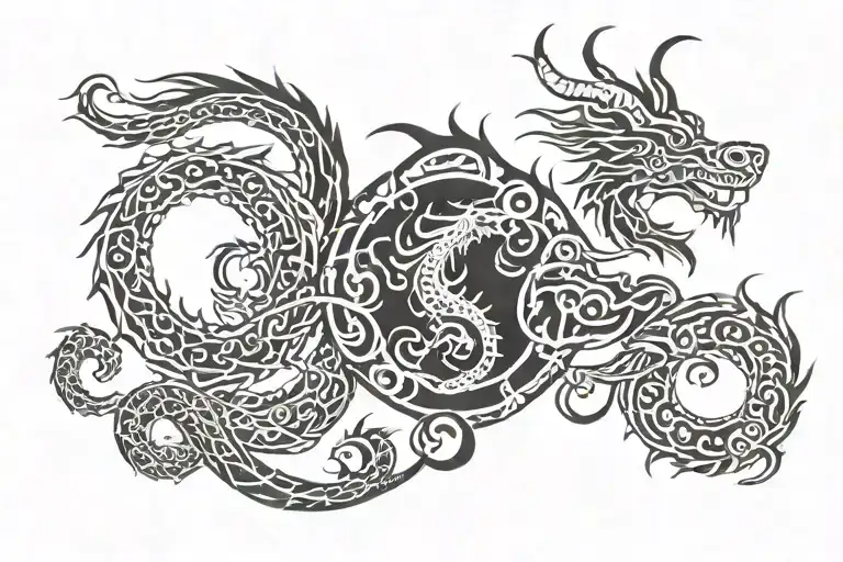 Eastern Zodiac Dragon with Western zodiac libra tattoo design idea