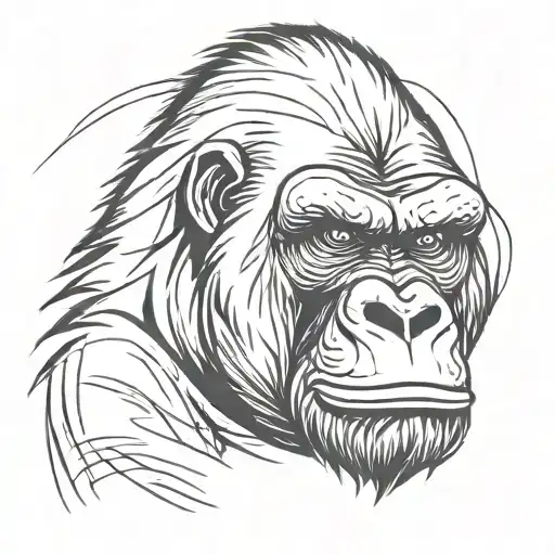 Angry gorilla head tattoo design idea