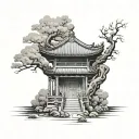 sleeve tattoo with a trapezoidal shape from an existing Chinese style tattoo tattoo design idea