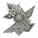 sleeve tattoo with a trapezoidal shape from an existing Chinese style tattoo tattoo design idea