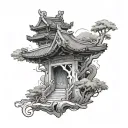 sleeve tattoo with a trapezoidal shape from an existing Chinese style tattoo tattoo design idea