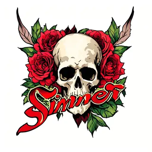 Only the word "Sinner" tattoo design idea
