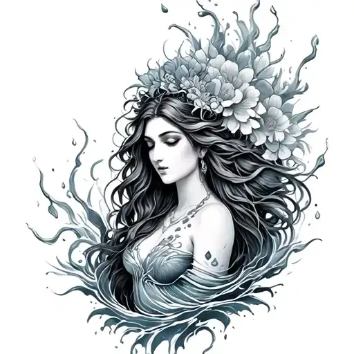 Water Goddess tattoo design idea