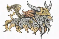half viking half Inca  tattoo design idea