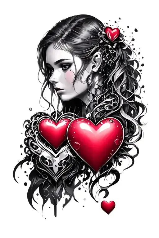cyber and hearts symbolizing love tattoo design idea
