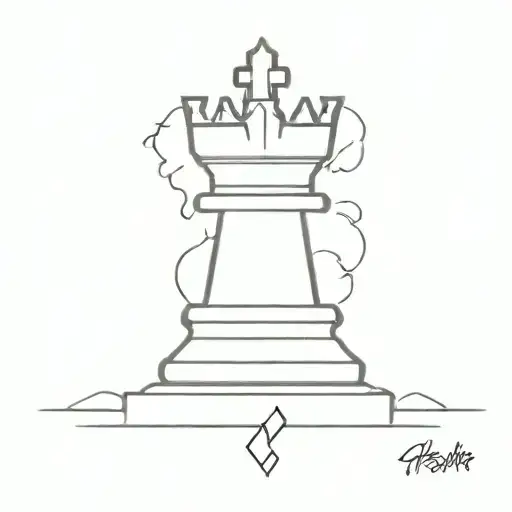 chess king piece grave tattoo design idea