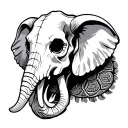 elephant skull, bull skull, turtle shell pattern tattoo design idea