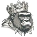 gorilla wearing a crown tattoo design idea