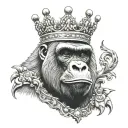gorilla wearing a crown tattoo design idea